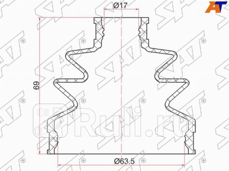 Пыльник шруса nissan qashqai j10 06-13, j11 13- x-trail t30,t31 07- (2 хомута. резина) SAT C-1716  для Разные, SAT, C-1716