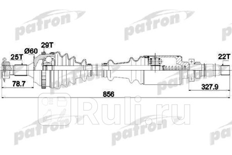 Полуось правая 25x866x58.5x22 citroen: xsara 97-00, xsara break 97-00, xsara picasso 00- PATRON PDS0105  для Разные, PATRON, PDS0105