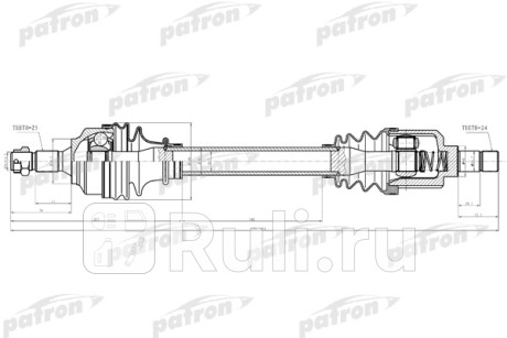 Полуось передняя левая 25x616x58,5x24 citroen: berlingo 1.6 1.6hdi 08-   peugeot: partner tepee 1.6 1.6hdi 08- PATRON PDS0282  для Разные, PATRON, PDS0282