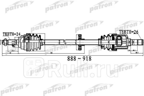 Полуось передний мост справа 24x888x52x26 kia rio [fd] 00 - PATRON PDS0517  для Разные, PATRON, PDS0517