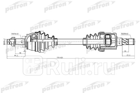 Полуось передняя левая 25x579x51x25 opel: corsa d 1.3cdti (66kw) 06- PATRON PDS0287  для Разные, PATRON, PDS0287