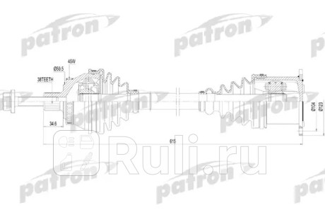 Полуось заменен на pds0386 !!! пер. прав. 38x613x59.5 abs: 45t audi a4 00-04 PATRON PDS0186  для Разные, PATRON, PDS0186