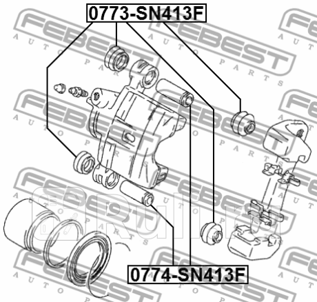 Втулка направляющая передн суппорта suzuki baleno 1995-2001 0774-sn413f FEBEST 0774-SN413F  для прочие 2, FEBEST, 0774-SN413F