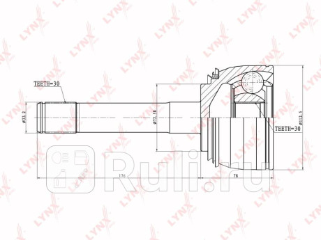 Шрус наружный подходит для toyota land cruiser(hdj101/uzj100) 4.2td-4.7 98 co-7532 LYNXAUTO CO-7532  для прочие 2, LYNXAUTO, CO-7532