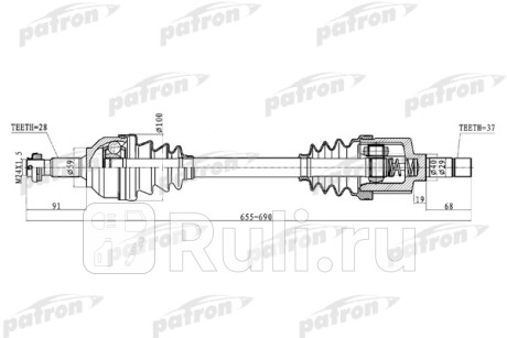 Полуось передняя левая 28x670x59x37 citroen: c5 2.2hdi 08- PATRON PDS0277  для Разные, PATRON, PDS0277