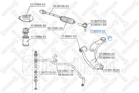 Сайлентблок перед.рычага зад. mitsubishi lancer 1.6-2.0 03- STELLOX 77-00658-SX  для Разные, STELLOX, 77-00658-SX