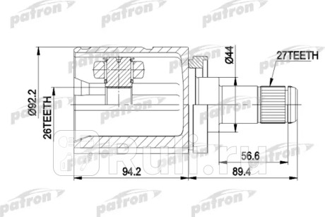 Шрус внутр лев к-кт [a:27, b:26, d:92.2] bmw: x5 01- all PATRON PCV5003  для Разные, PATRON, PCV5003