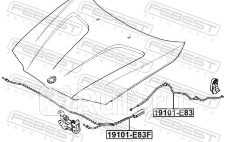 Трос привода открывания замка капота 19101-e83f FEBEST 19101-E83F  для прочие 2, FEBEST, 19101-E83F