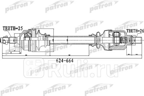 Полуось передний мост слева 25x624x58,5x26 citroen c4 ii (b7) 1.6 16v [5fs (ep6c)] 120 л.с. бензиновый 2011 - peugeot 308 cc (4b) 1.6 16v PATRON PDS0482  для Разные, PATRON, PDS0482