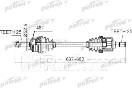 Полуось передний мост слева 25x637x52,5x25 abs:48t kia rio [tc] 06 - mt PATRON PDS0518  для Разные, PATRON, PDS0518