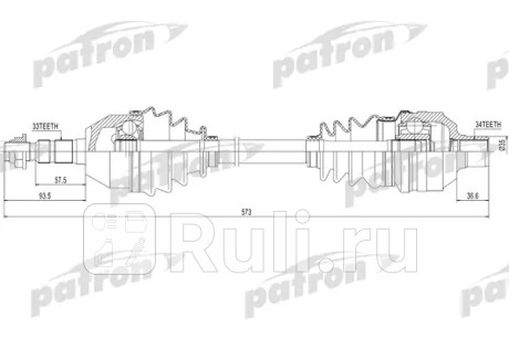 Полуось правая 33x573x34 opel: astra h 1,3 cdti 05- PATRON PDS0422  для Разные, PATRON, PDS0422