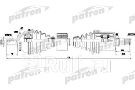 Полуось передняя левая 36x536x26 abs: 48t volvo: s80 i 2,5t 93-06 PATRON PDS0439  для Разные, PATRON, PDS0439