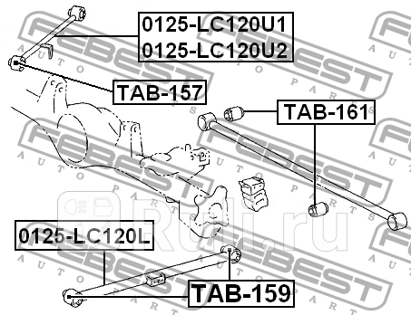 Сайлентблок toyota land cruiser prado 120 2002- заднего поперечного рычага \ tab-161 febest FEBEST TAB-161  для прочие 2, FEBEST, TAB-161