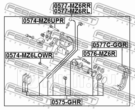 Суппорт mazda 6 gg 2002-2008 [gen] задний левый \ 0577-mz6rl febest FEBEST 0577-MZ6RL  для прочие 2, FEBEST, 0577-MZ6RL