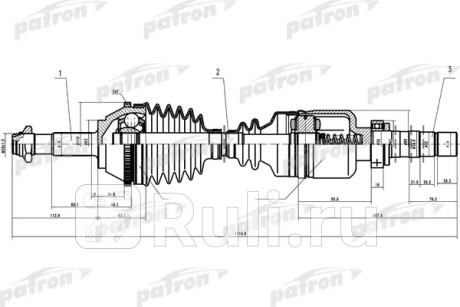 Полуось прав fiat: ducato, peugeot: boxer 2.0-2.5d mg5 94- 1.4q +abs  колеса r16, z: 41 в кпп PATRON PDS0087  для Разные, PATRON, PDS0087