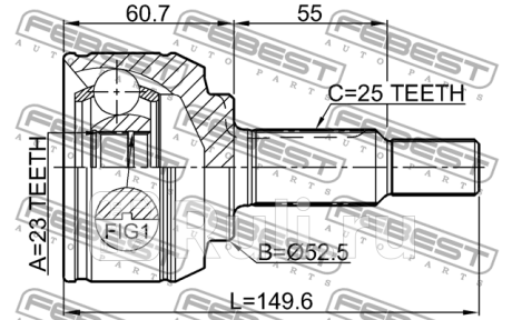 Шрус renault duster 2009.11-2018.08 [eu] наружный 23x52.5x25 \ 2410-kapt febest FEBEST 2410-KAPT  для прочие 2, FEBEST, 2410-KAPT