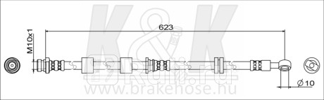 Шланг тормозной mmc asx (ga_w_) 2010- передний левый \ ft1741 k&k K&K FT1741  для прочие 2, K&K, FT1741