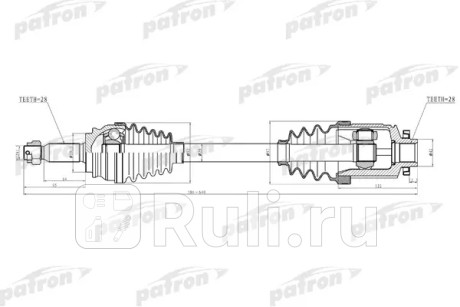 Полуось прав dodge: caliber 07-09   jeep: compass 07-09, patriot 07-09 2.4 PATRON PDS2034  для Разные, PATRON, PDS2034