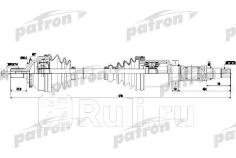 Полуось правая 36x975x26 abs: 48t volvo: s60 2,0t 2,4d 2,4t, v70 ii 2,4d 2,4t 2,5t 2,5tdi 00-10 PATRON PDS0441  для Разные, PATRON, PDS0441