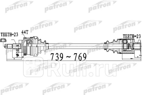 Полуось передний мост справа 23x739x58,8x23 abs:44t renault kangoo (kc0 1) 1.6 16v 4x4 (kc0p, kc0s, kc0l) 1997- PATRON PDS0530  для Разные, PATRON, PDS0530