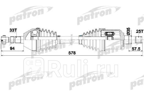 Полуось левая 33x575x25 opel: astra h 1,9cdti 04- PATRON PDS0435  для Разные, PATRON, PDS0435