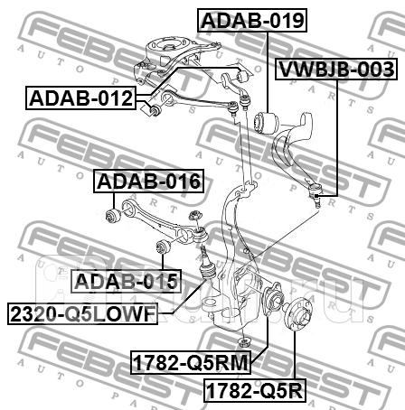 Сайлентблок audi a5/s5 coupe/sportback 2008-2016 [rdw] передней тяги (гидравлический) FEBEST ADAB-019  для прочие 2, FEBEST, ADAB-019