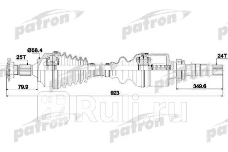 Полуось правая 25x955x58,4x24 citroen: berlingo 08-, c4 04-   peugeot: 307 00-, partner 08- PATRON PDS0146  для Разные, PATRON, PDS0146