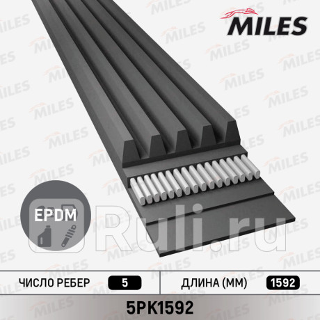 Ремень поликлиновой 5pk1592 MILES 5PK1592  для Разные, MILES, 5PK1592