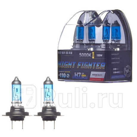 Лампа высокотемпературная h7 12v 55w (100w) 5000k, комплект 2 шт. h7 12v 55w (100w) 5000k, пластик. упаковка 2 шт. AVANTECH AB5007  для Разные, AVANTECH, AB5007