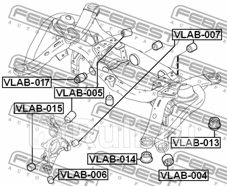 Сайлентблок задн балки передний volvo xc90 2003- vlab-014 FEBEST VLAB-014  для прочие 2, FEBEST, VLAB-014