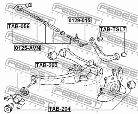 Сайлентблок toyota avensis adt25#,azt25#,cdt250,zzt25# 2003.01-2008.11 [eu] заднего рычага FEBEST TAB-203  для прочие 2, FEBEST, TAB-203