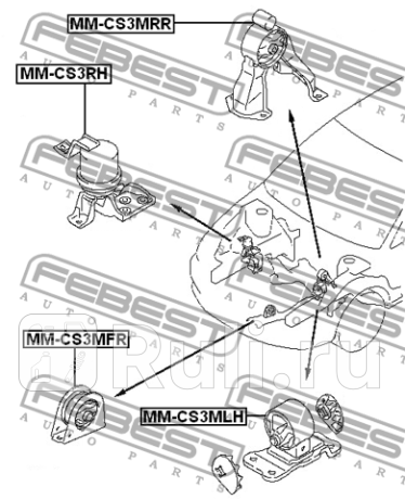 Подушка двигателя mitsubishi lancer,lancer cedia cs,ct# 2000.03-2009.08 [jpn] передняя mt FEBEST MM-CS3MFR  для прочие 2, FEBEST, MM-CS3MFR