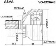 Шрус наружн [a:36, b:27, d:56.5mm, abs:48] volvo: xc90 03- PATRON PCV3031  для Разные, PATRON, PCV3031