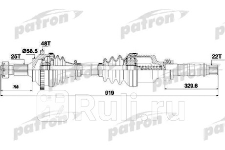 Полуось прав [right] peugeot: 206 cc 1.6 16v 00-, 206 sw 1.6 16v 02-, 206 наклонная задняя часть 1.6 16v 98- PATRON PDS1562  для Разные, PATRON, PDS1562