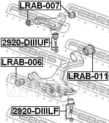 Сайлентблок lrab-006 FEBEST LRAB-006  для прочие 2, FEBEST, LRAB-006