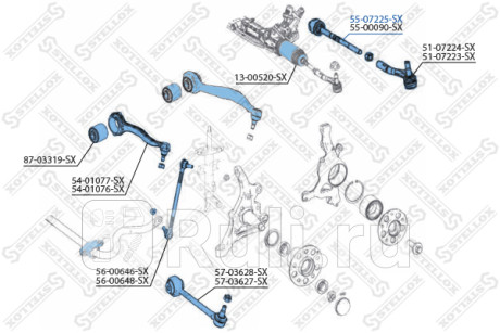 Тяга рулевая mb w204 c209 06- STELLOX 55-07225-SX  для Разные, STELLOX, 55-07225-SX